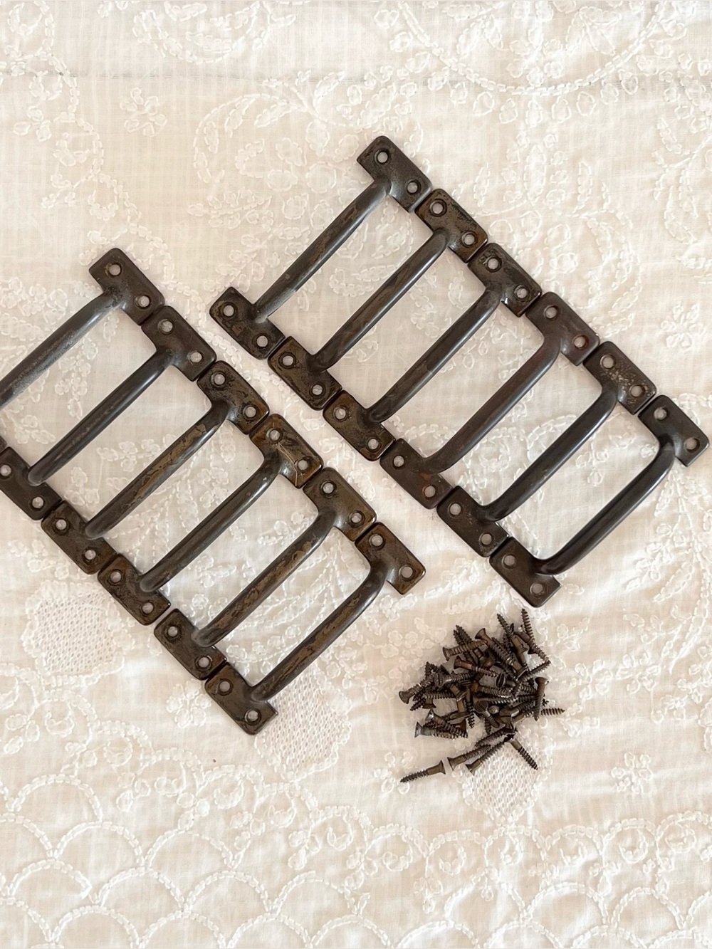 12 Cast Iron Antique Window Sash Bar Lifts Drawer Pulls Screws Included